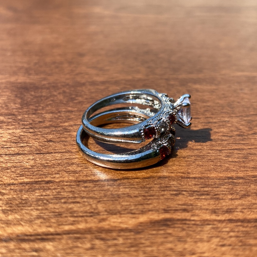 Cubic Zerconia/Rhinestone Ring Set - Picture 4 of 4
